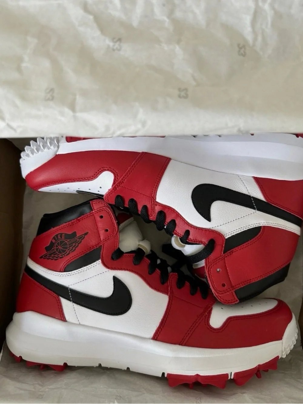 NIKE AIR Jordan 1 Retro Golf Cleat Chicago 917717-100 white black varsity red